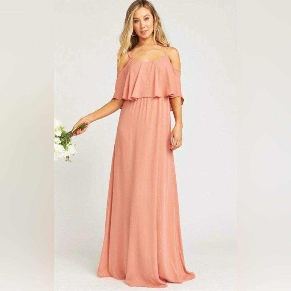 NWT Show Me Your Mumu Caitlin Ruffle Maxi Dress Rustic Mauve Crisp bridesmaid 1X